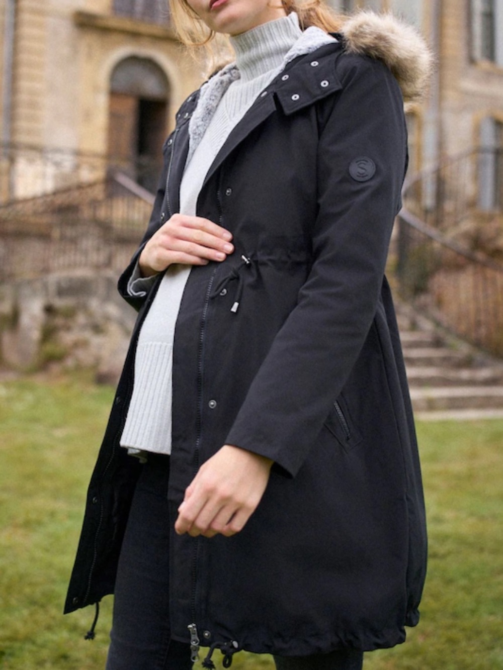 Seraphine Babywearing Parka Hooded Maternity Coat Size 8 Panel NOT Included